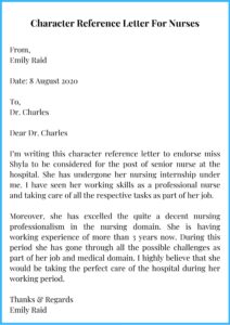 Character Reference Letter For Nurses