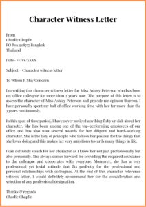 Character Witness Letter Template with Examples Samples