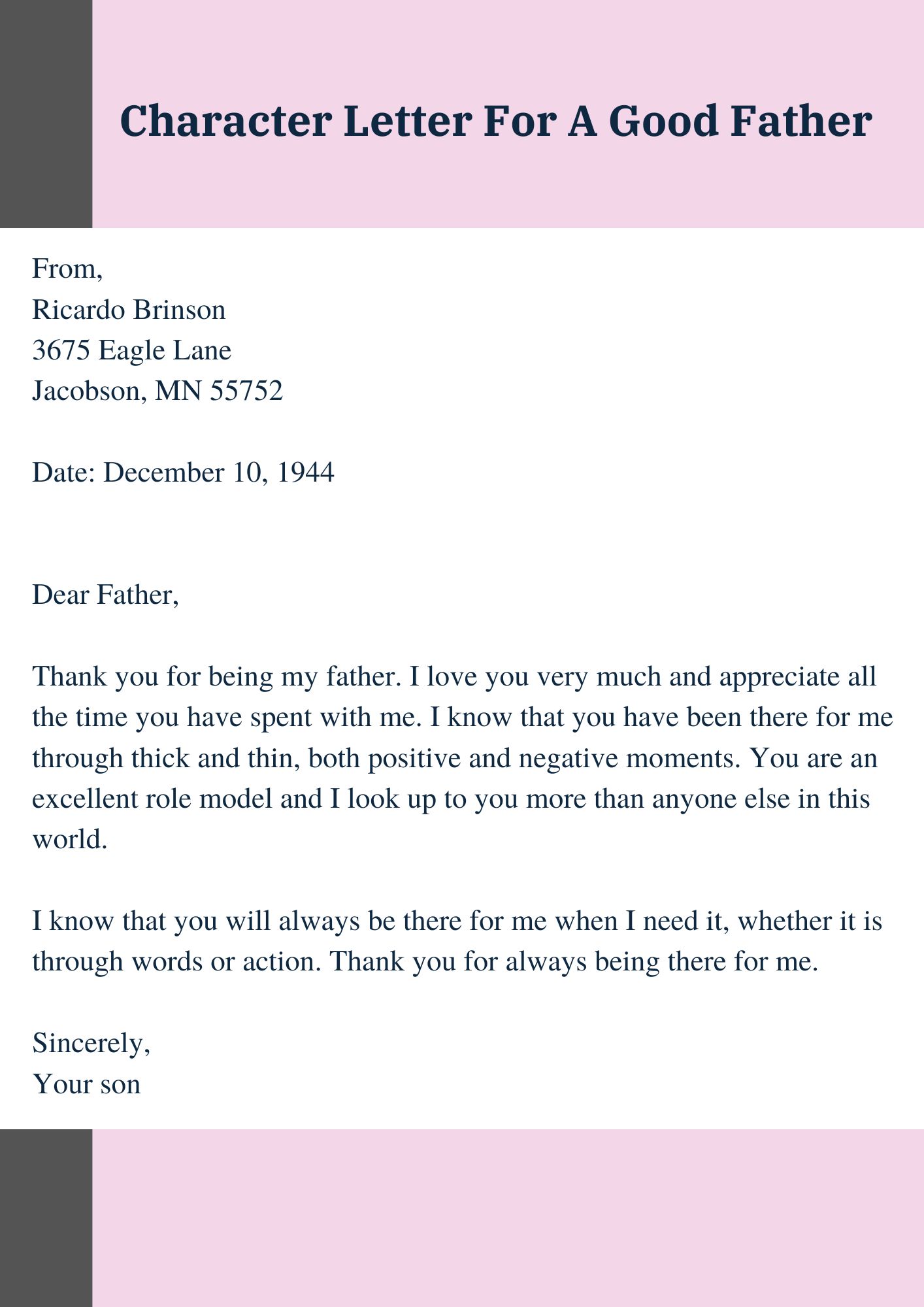 Child Custody Character Letter For A Good Father Example