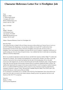 Character Reference Letter For A Firefighter Job Templates