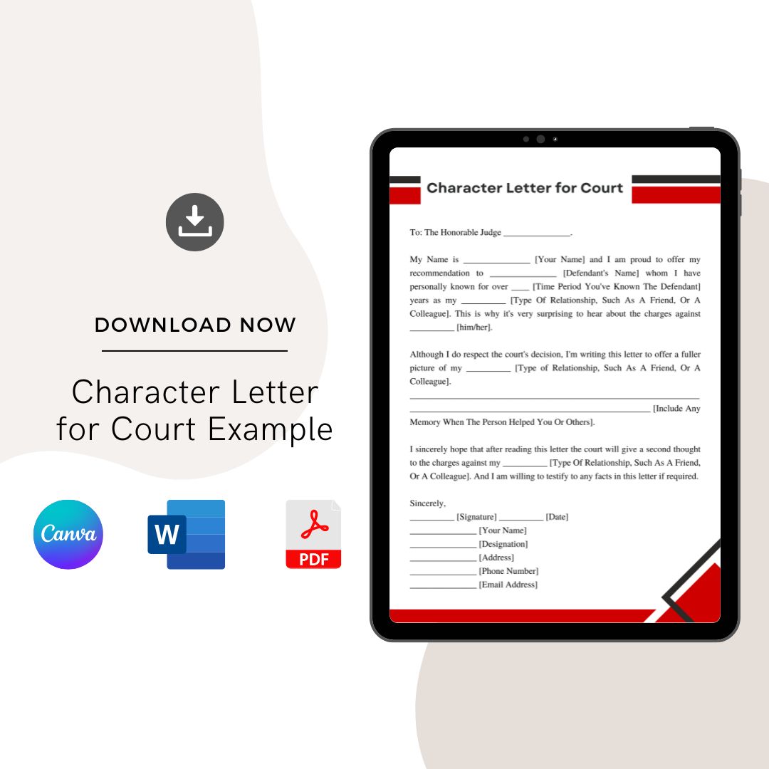 Character Letter for Court Example