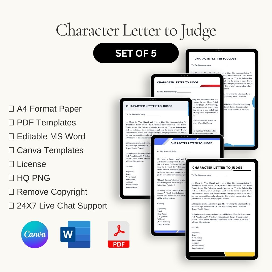 Character Letter To Judge Sample Template In Pdf Word Character 