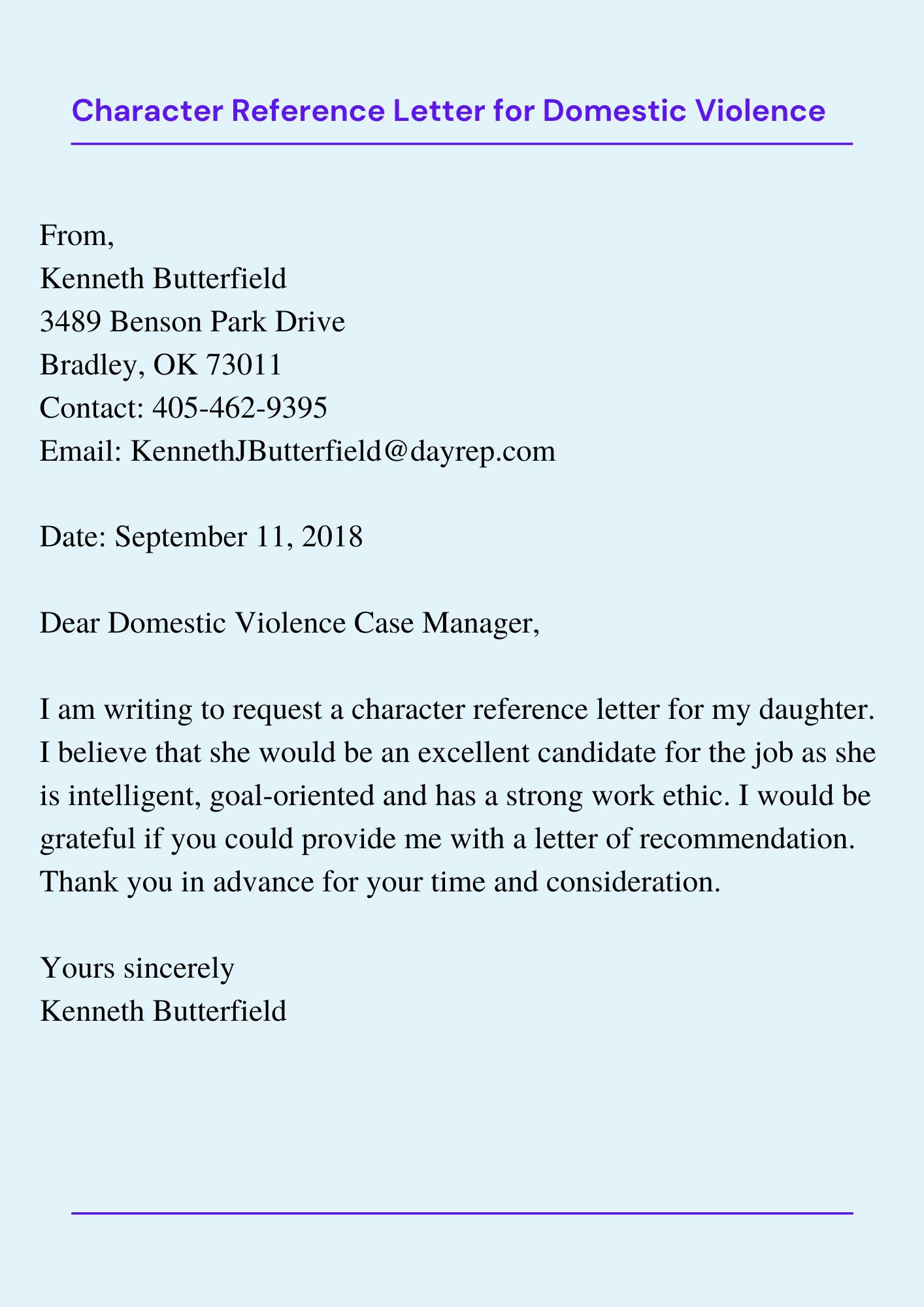 Sample Domestic Violence Character Reference Letter PDF