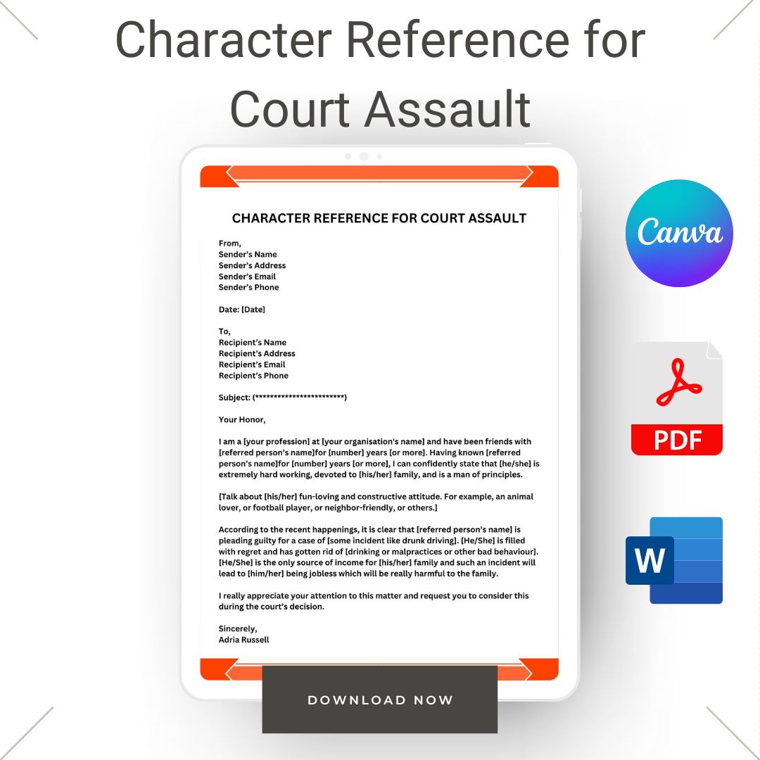 Character Reference for Court Assault