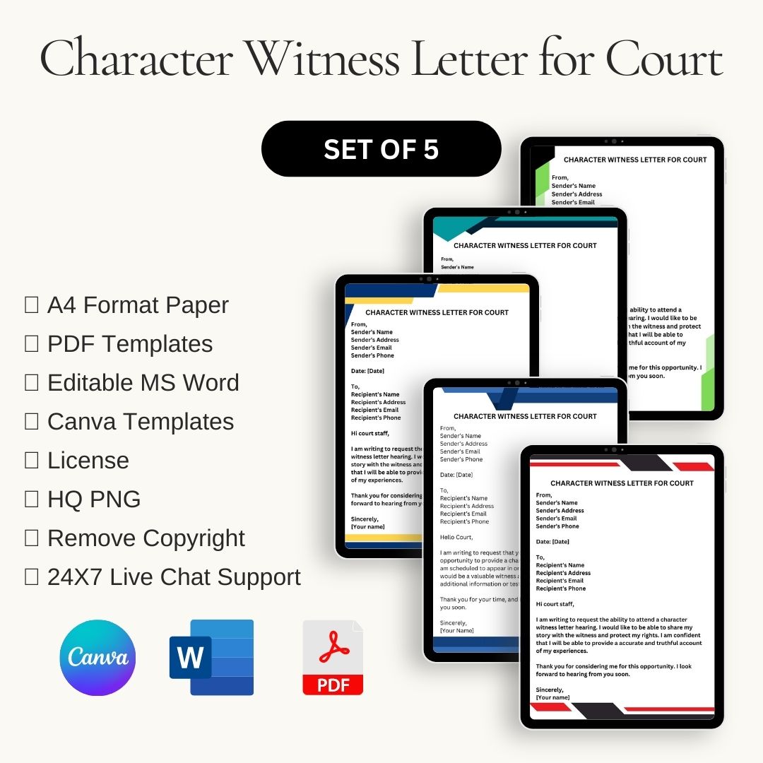 Character Witness Letter For Court Template In PDF Word