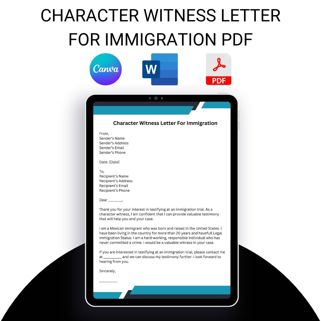 Character Witness Letter for Immigration PDF