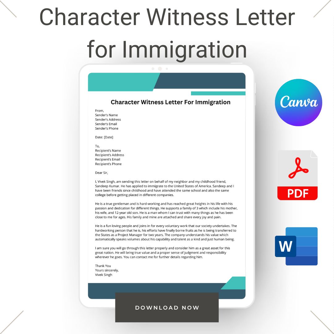 Character Witness Letter for Immigration