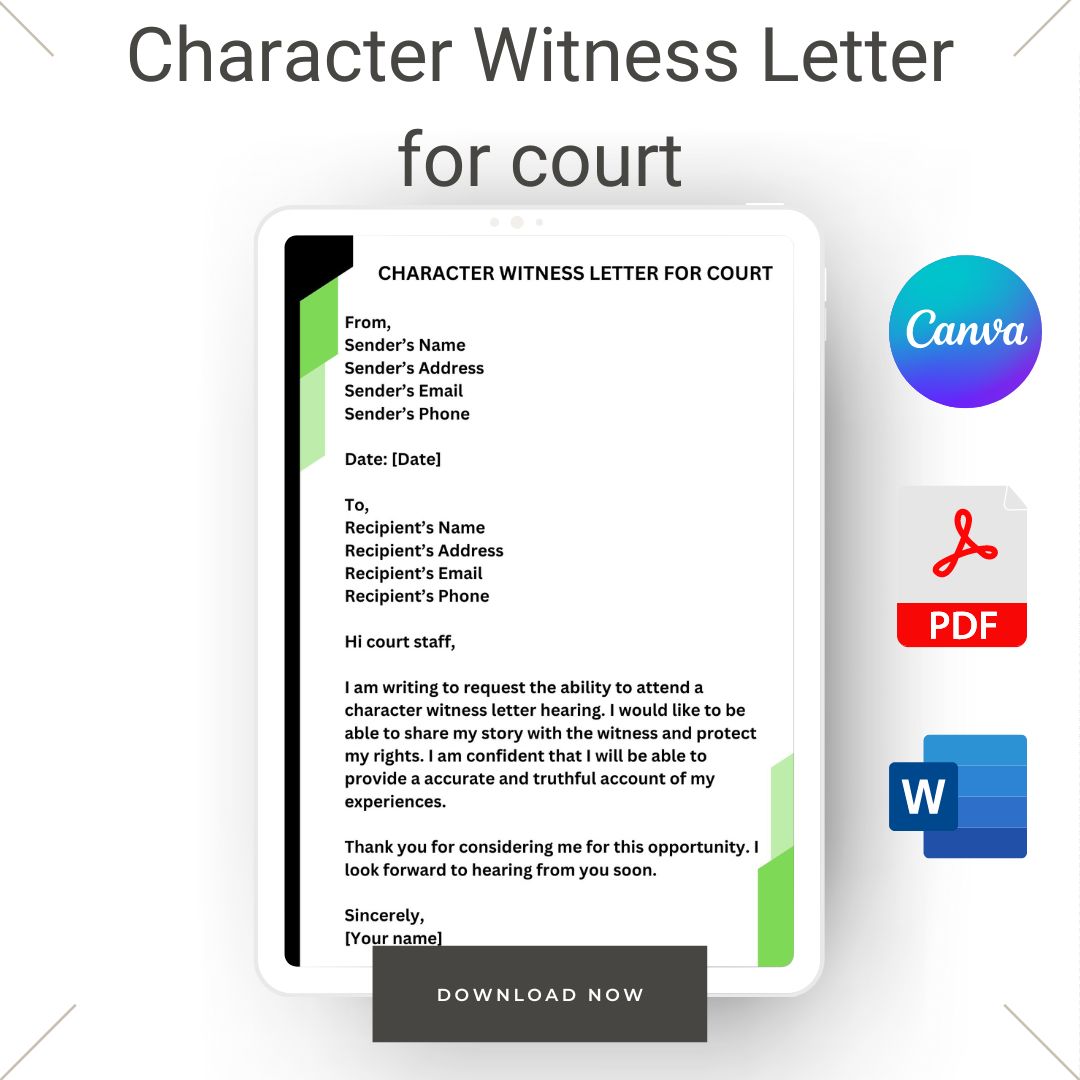 Character Witness Letter for court