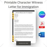 Printable Character Witness Letter for Immigration