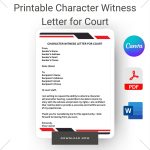 Printable Character Witness Letter for court