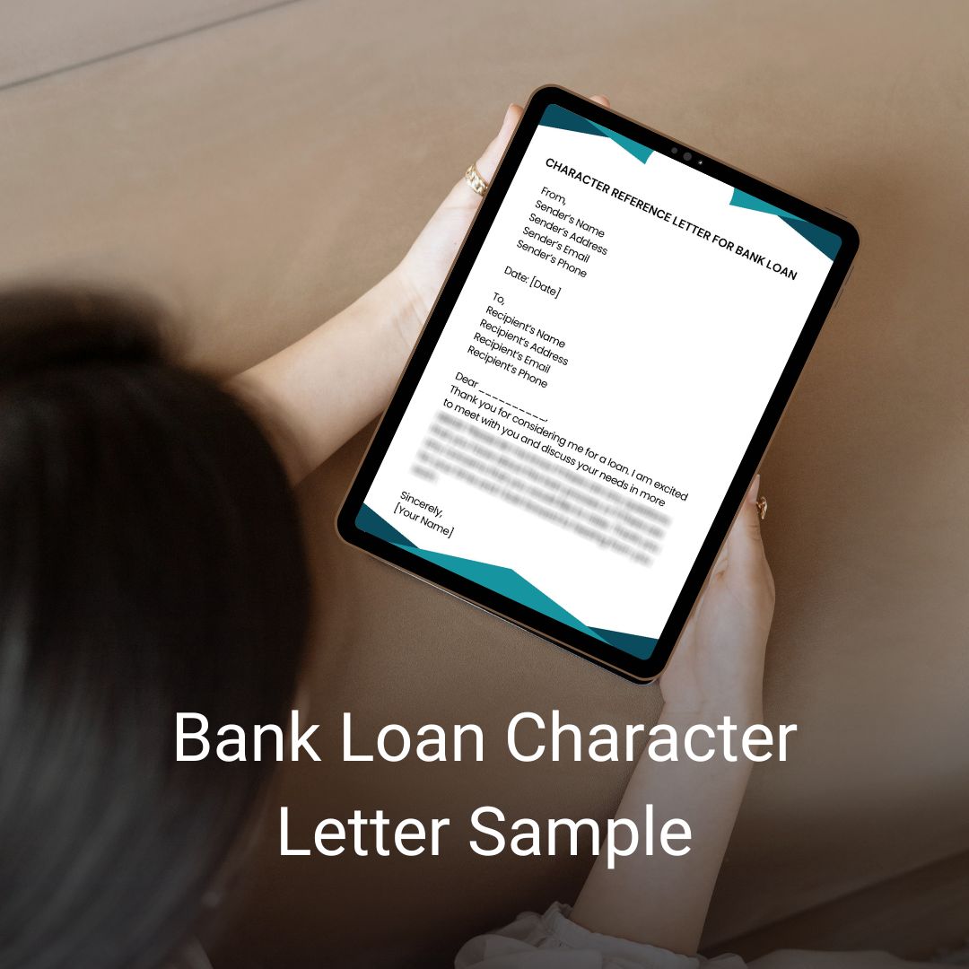 Bank Loan Character Letter Sample