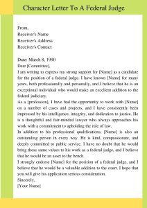 Character Letter To A Federal Judge