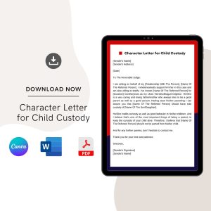 Character Letter for Child Custody Sample Template in Pdf & Word (1)