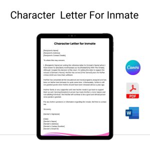 Character Letter for Inmate Sample Template in Pdf & Word (2)