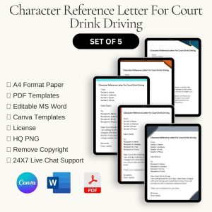 Character Reference Letter For Court Drink Driving Editable Template in PDF & Word