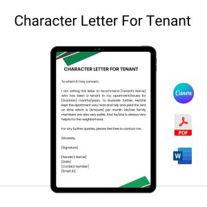 Character Reference Letter for Tenant Sample Template in Pdf & Word (3)