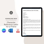 Character Reference Letter for a Friend