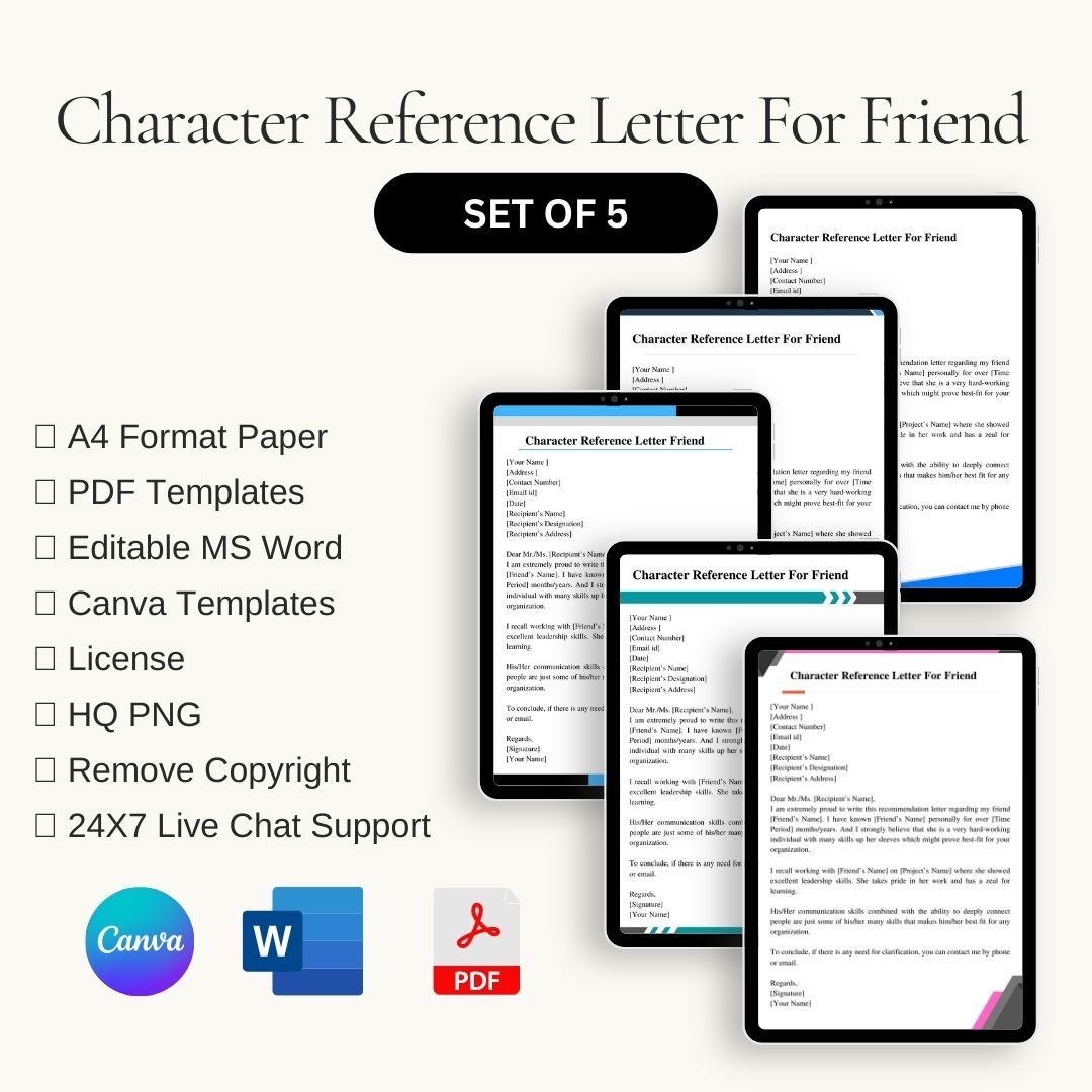 Character Reference Letter for a Friend Sample Template in Pdf & Word