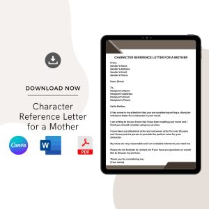 Character Reference Letter for a Mother Sample Template in Pdf & Word (1)