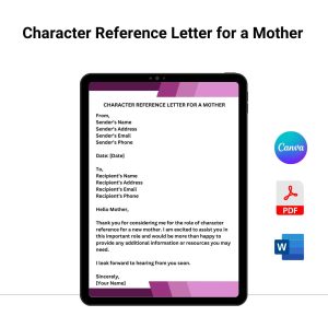 Character Reference Letter for a Mother Sample Template in Pdf & Word (5)