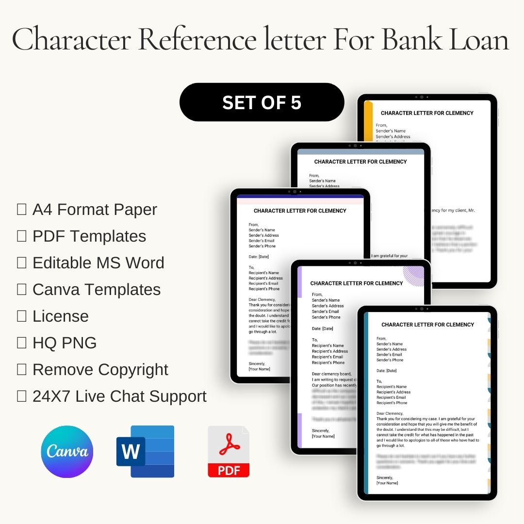 Character Reference letter For Bank Loan in PDF & Word