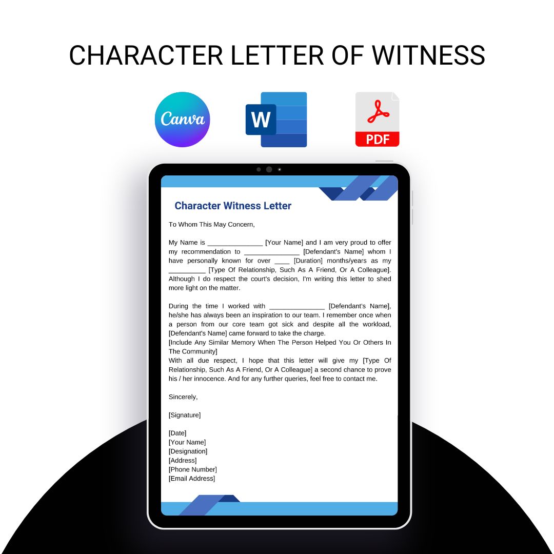 Character Witness Letter Sample Template in Pdf & Word (4)