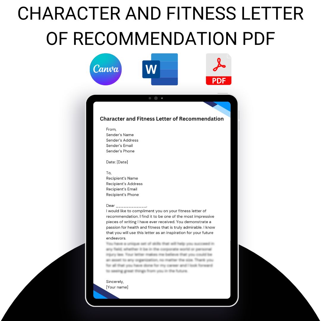 Character and Fitness Letter of Recommendation PDF