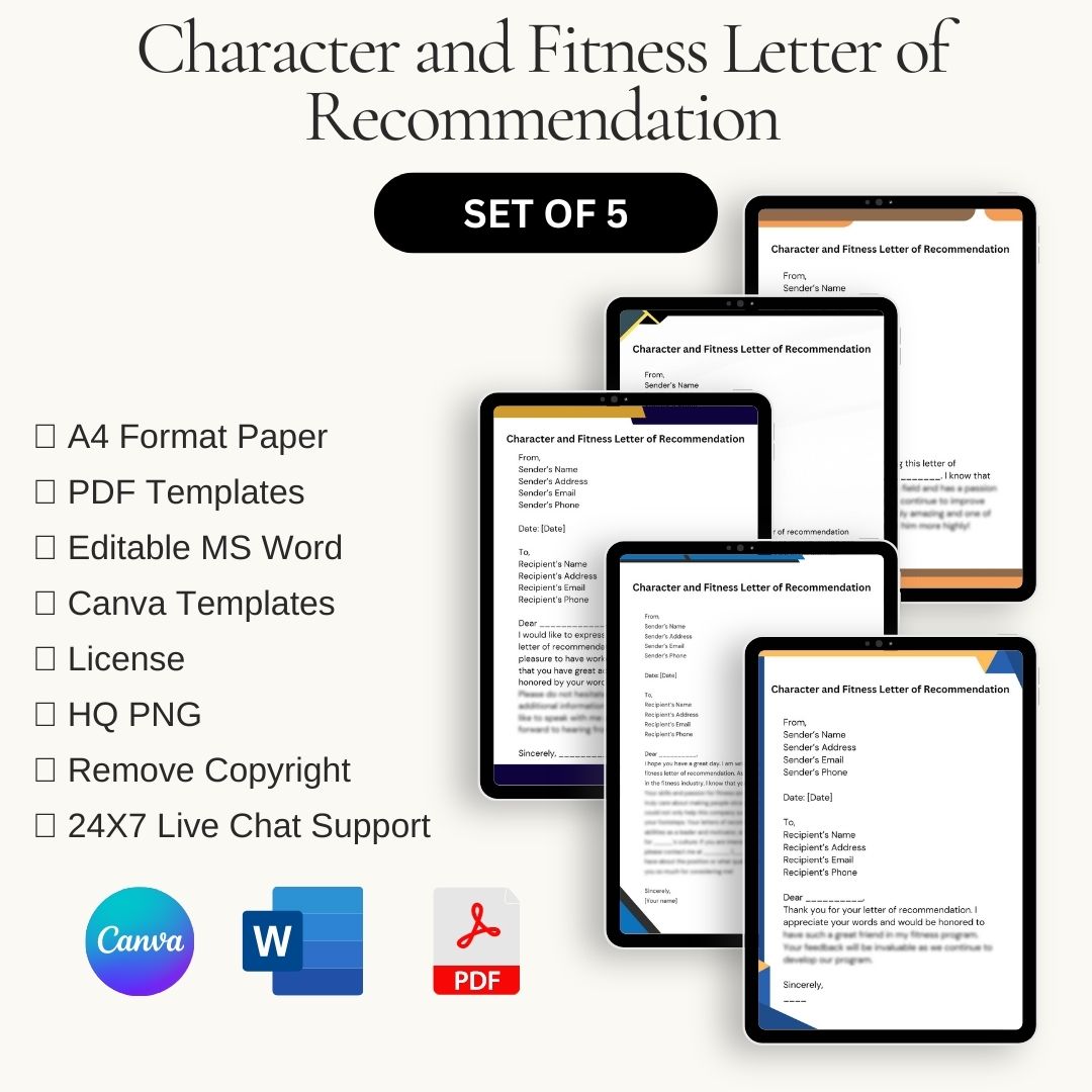 Character and Fitness Letter of Recommendation in PDF & Word