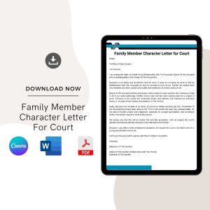 Family Member Character Letter for Court Sample in PDF & Word (1)