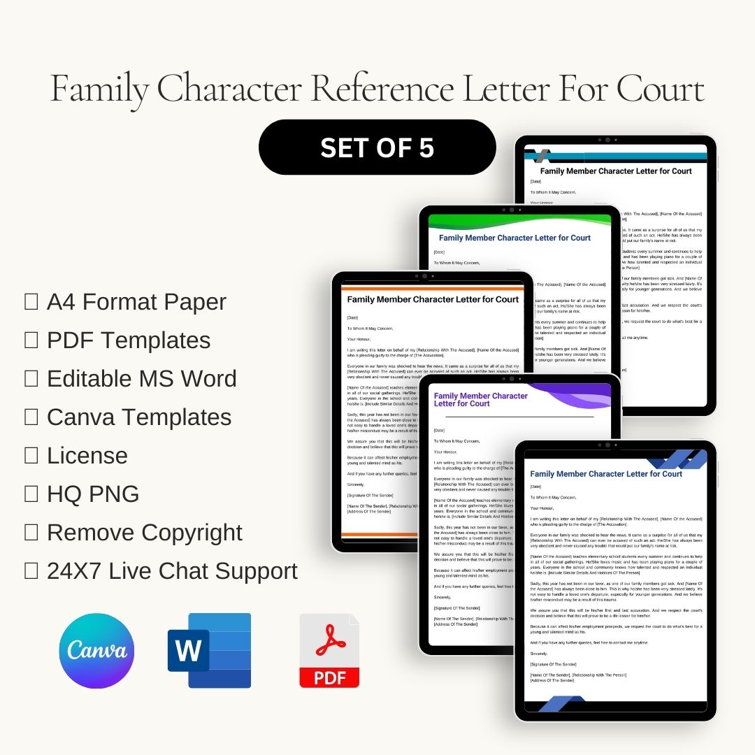 Family Member Character Letter for Court Sample in Pdf & Word
