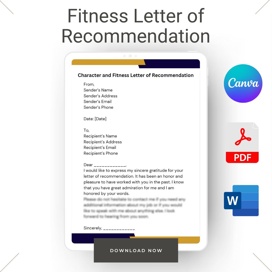 Fitness Letter of Recommendation
