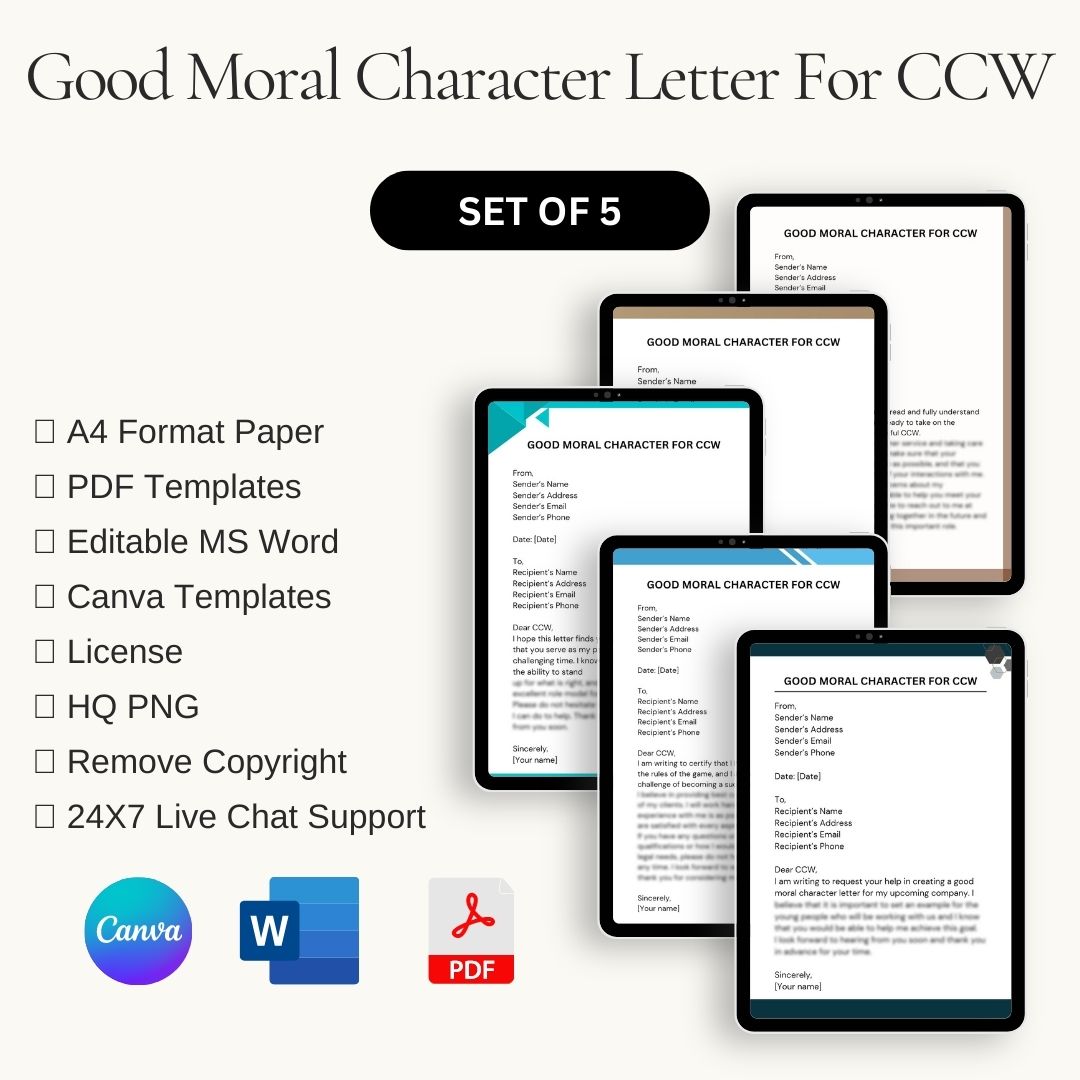 Good Moral Character Letter For CCW Template in PDF & Word