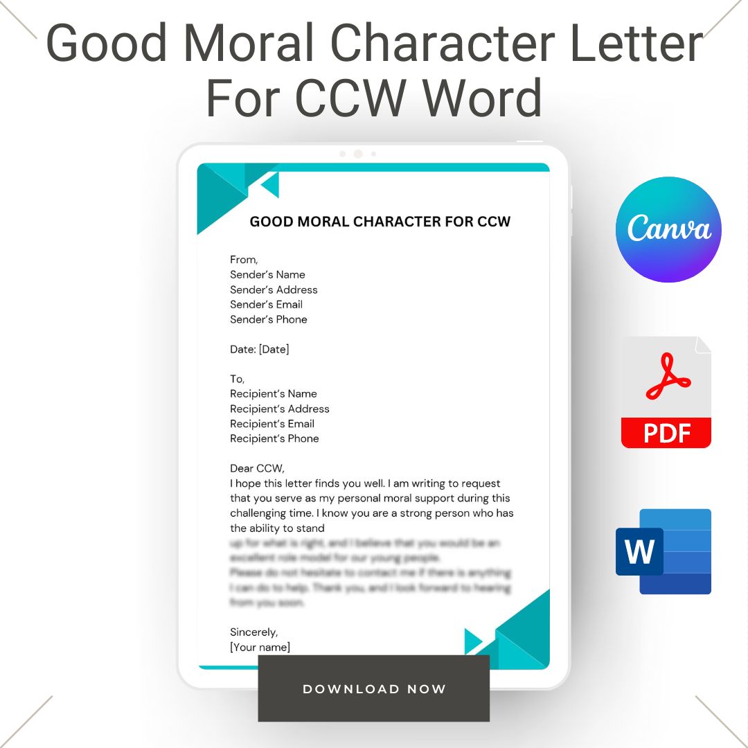 Good Moral Character Letter For CCW Word