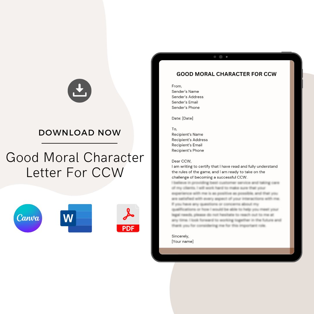 Good Moral Character Letter For CCW