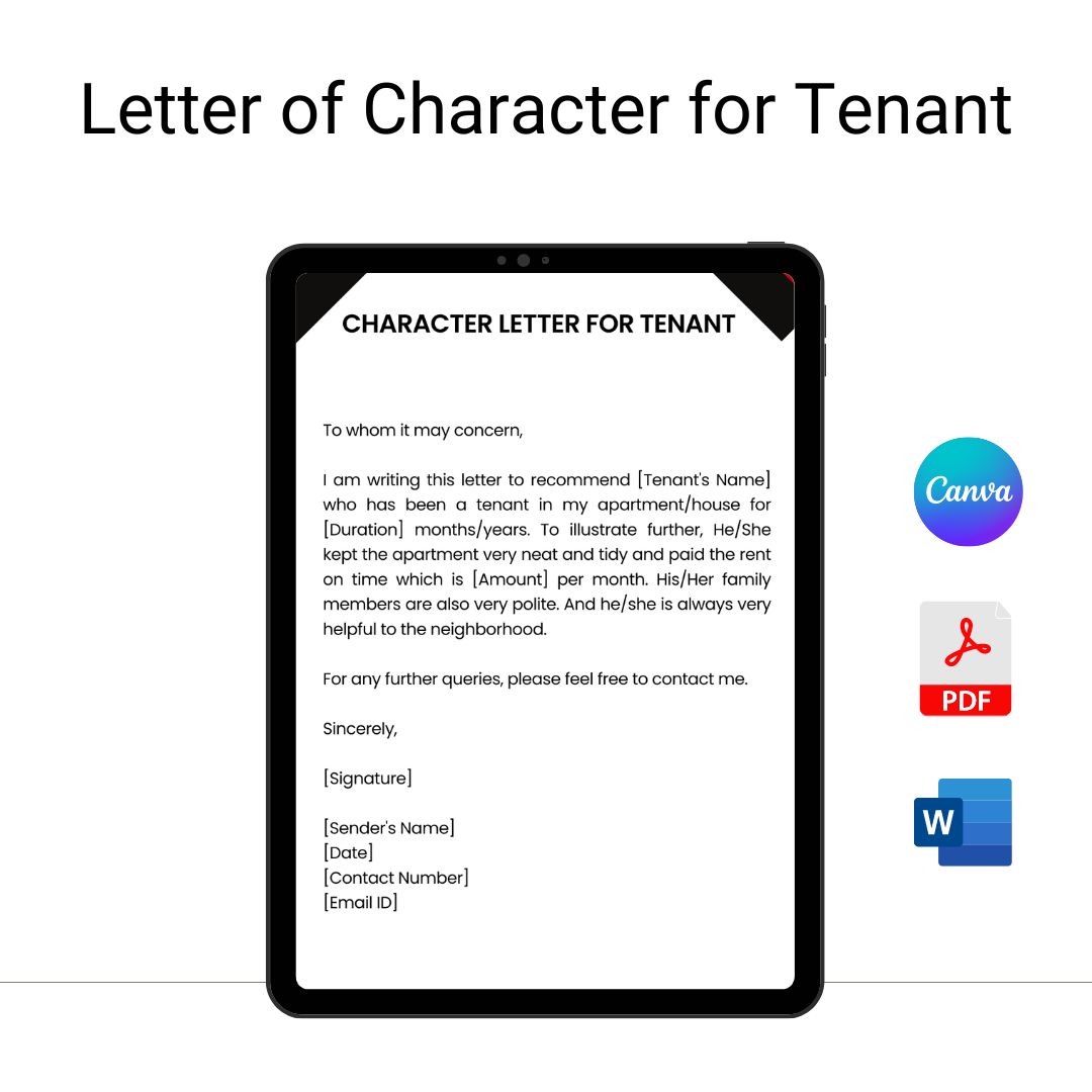 Letter of Character for Tenant