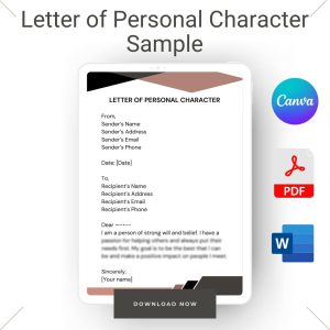 Letter of Personal Character Sample