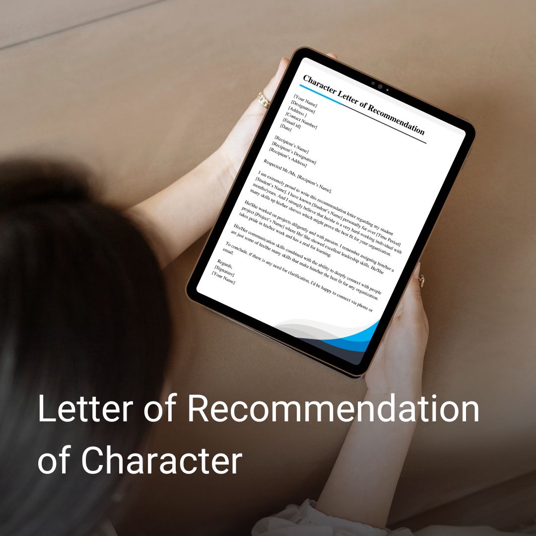 Letter of Recommendation of Character