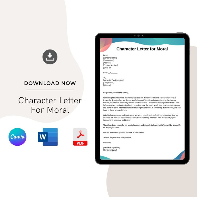 Moral Character Letter Sample Template in Pdf & Word (1) Character