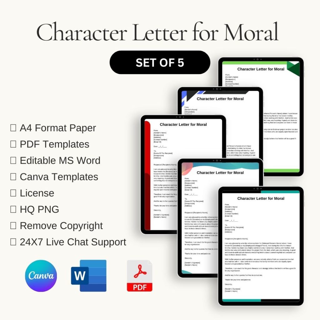 Moral Character Letter Sample Template in Pdf & Word (5) Character