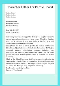 Parole Character Reference Letter