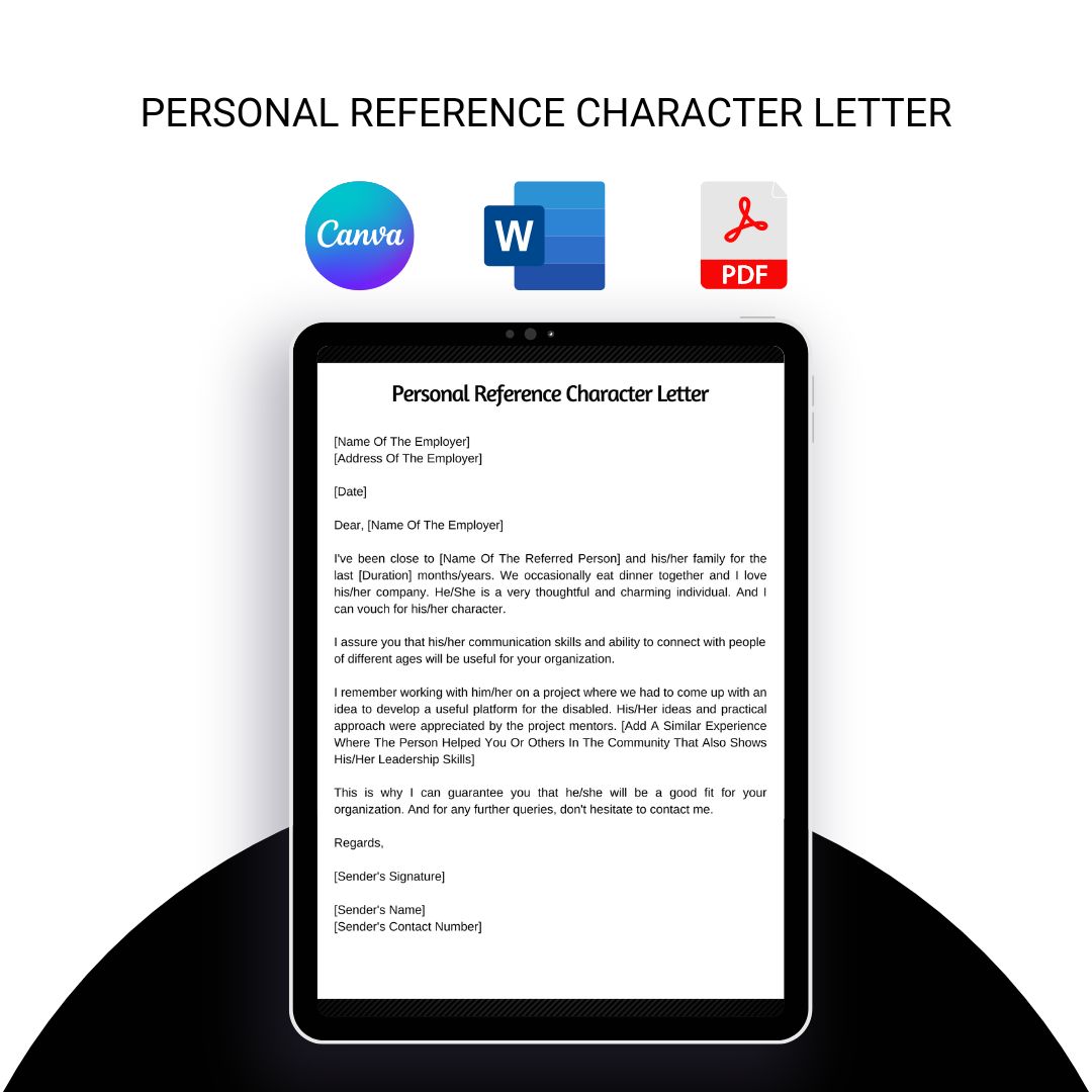 Personal Reference Character Letter