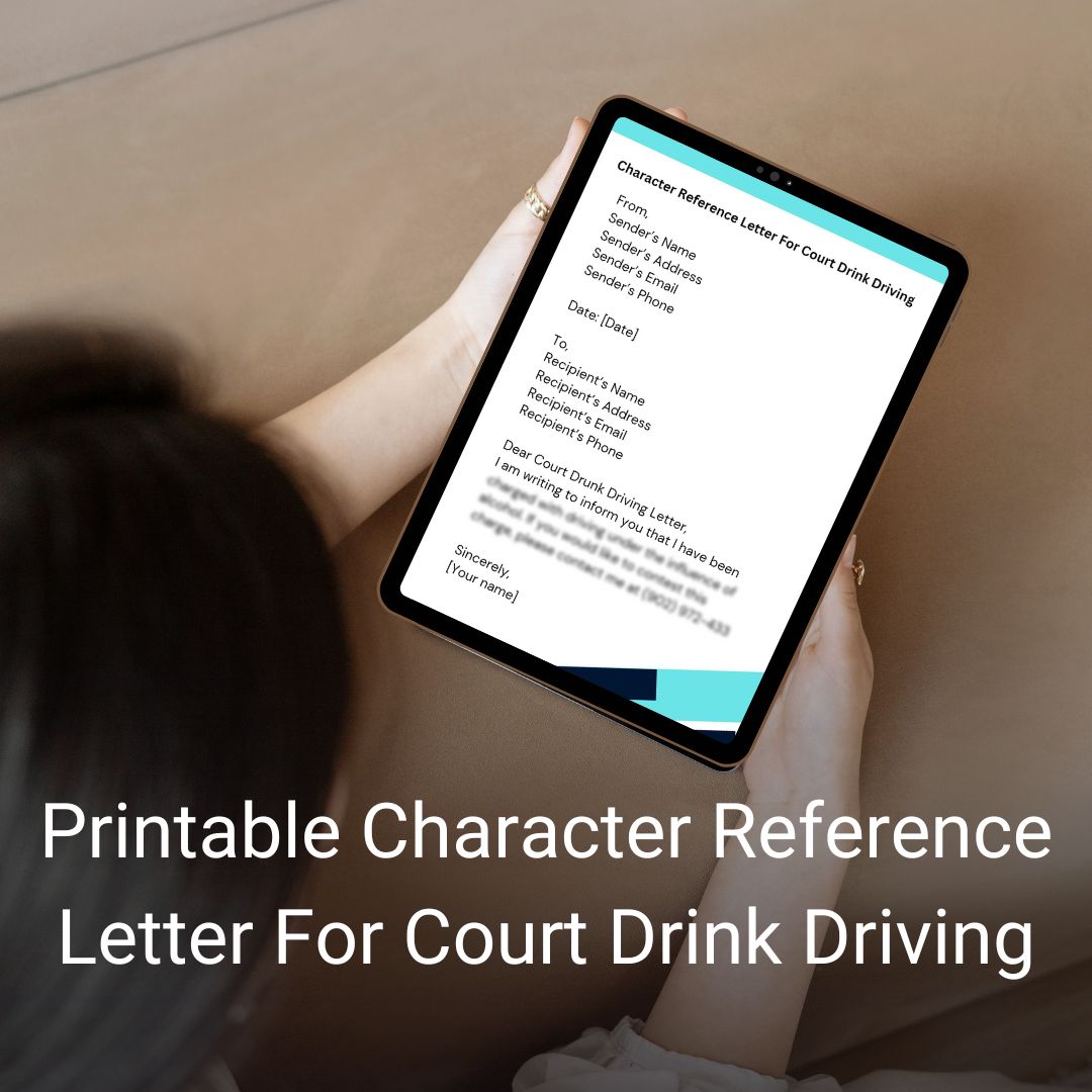Printable Character Reference Letter For Court Drink Driving