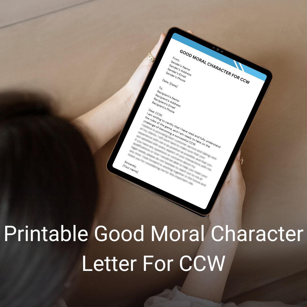 Printable Good Moral Character Letter For CCW