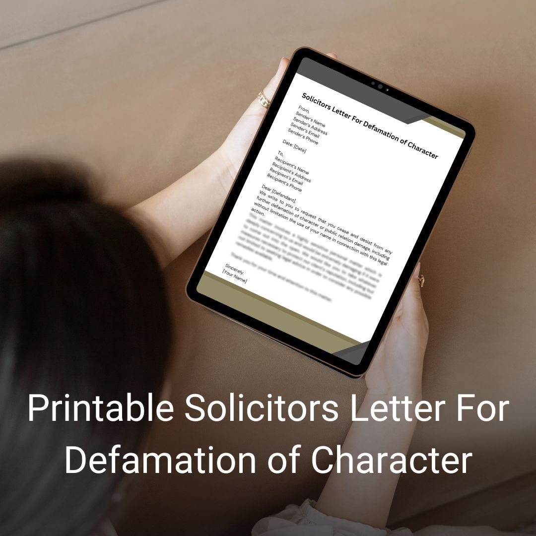 Printable Solicitors Letter For Defamation of Character