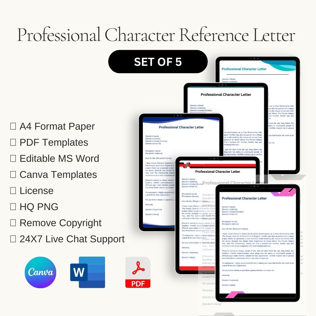 Professional Character Reference Letter Sample Template in Pdf & Word