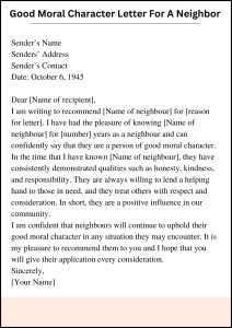 Sample Character Reference Letter For A Neighbor