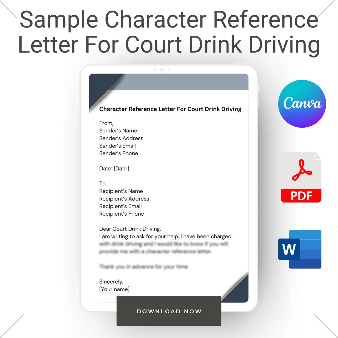 Sample Character Reference Letter For Court Drink Driving