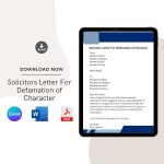 Solicitors Letter For Defamation of Character