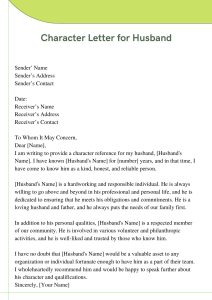 Character Reference Letter for Husband for Court Template